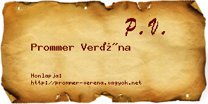 Prommer Veréna névjegykártya